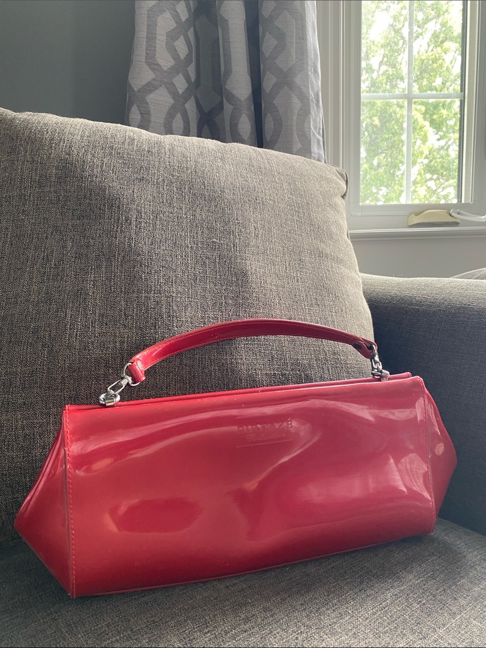 Red Patent Leather Wristlet Clutch